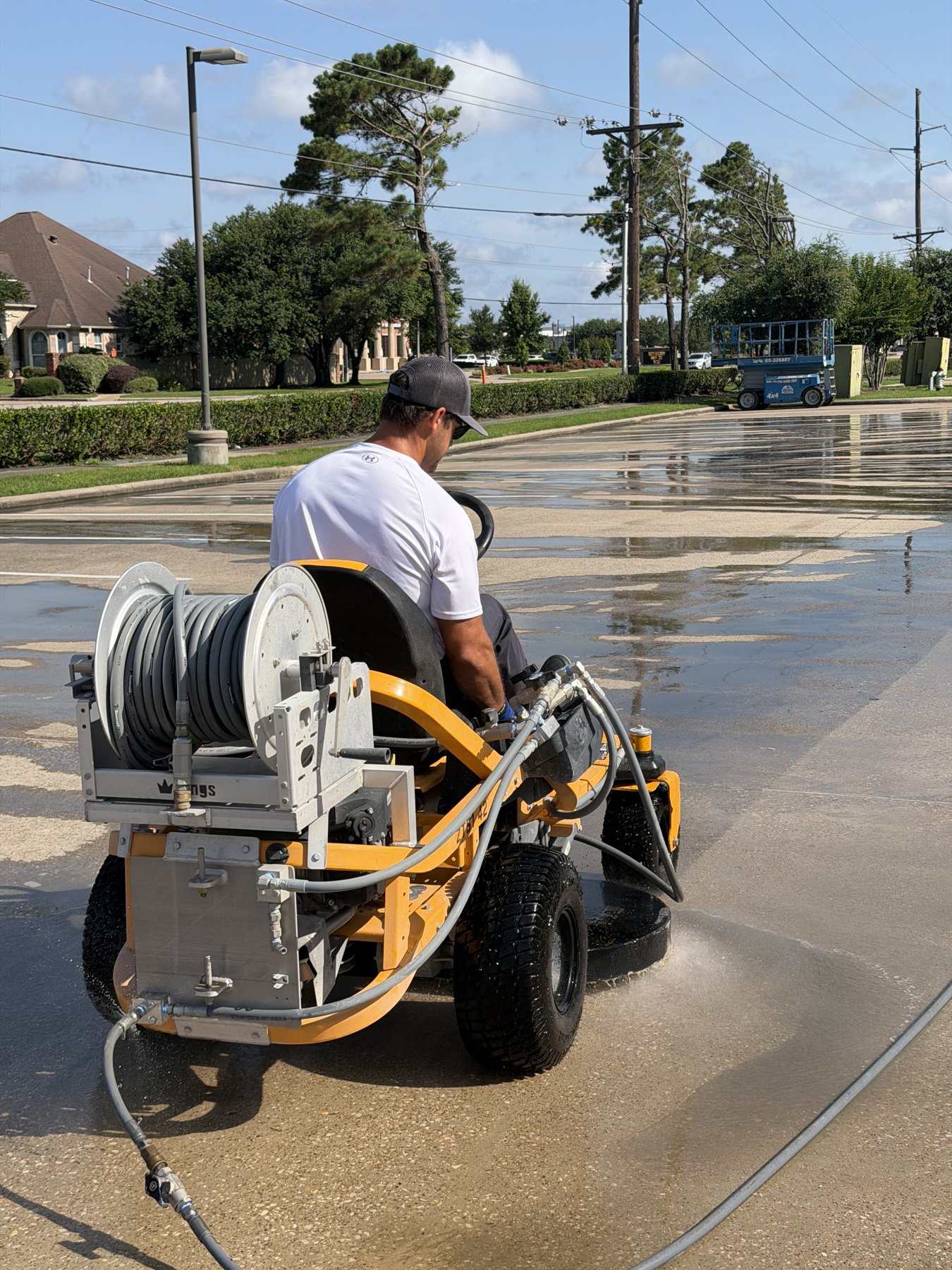 The Beast cleaning a large commercial parking lot in Southeast Texas